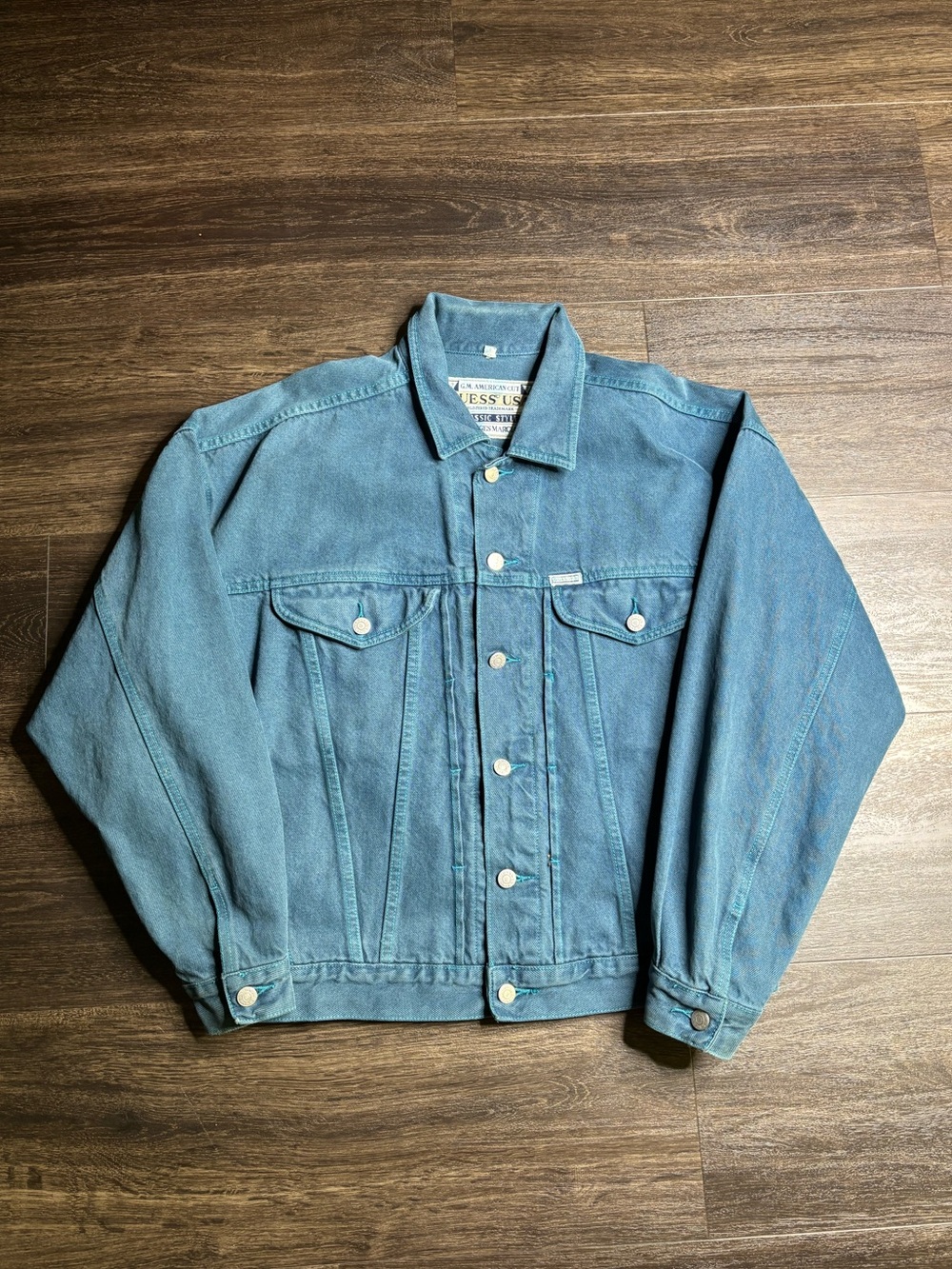VINTAGE 80s GUESS USA by GEORGE MARCIANO CLASSIC DENIM JEAN JACKET MENS SZ L